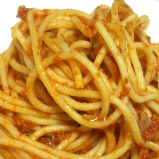 トマト缶と挽肉のスパゲティ